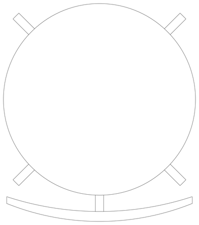 Round Chair with Curved Backrest - Plan View CAD block preview