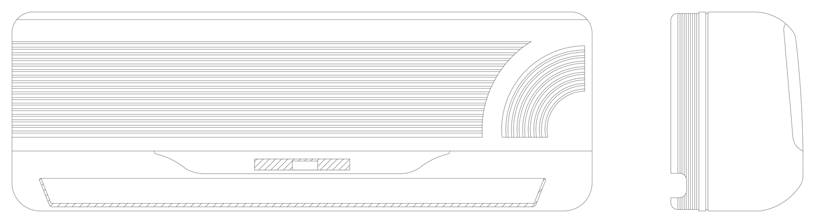 Split System Air Conditioner with Swing Flap - Elevations – free CAD block preview