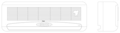 Split System Indoor Unit with Louvre Grille - Elevations CAD block preview