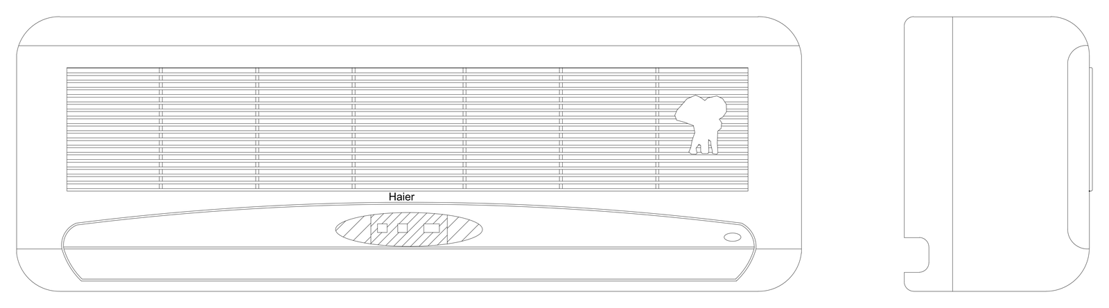 Split System Indoor Unit with Louvre Grille - Elevations – free CAD block preview