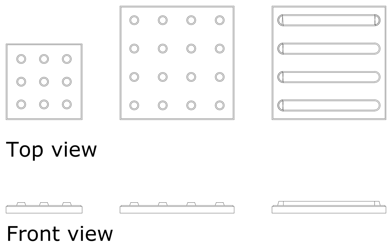 Tactile Paving Tiles - Top and Front Views – free CAD block preview