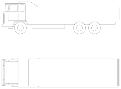 Three Axle Tipper Truck - Side Elevation and Plan CAD block preview