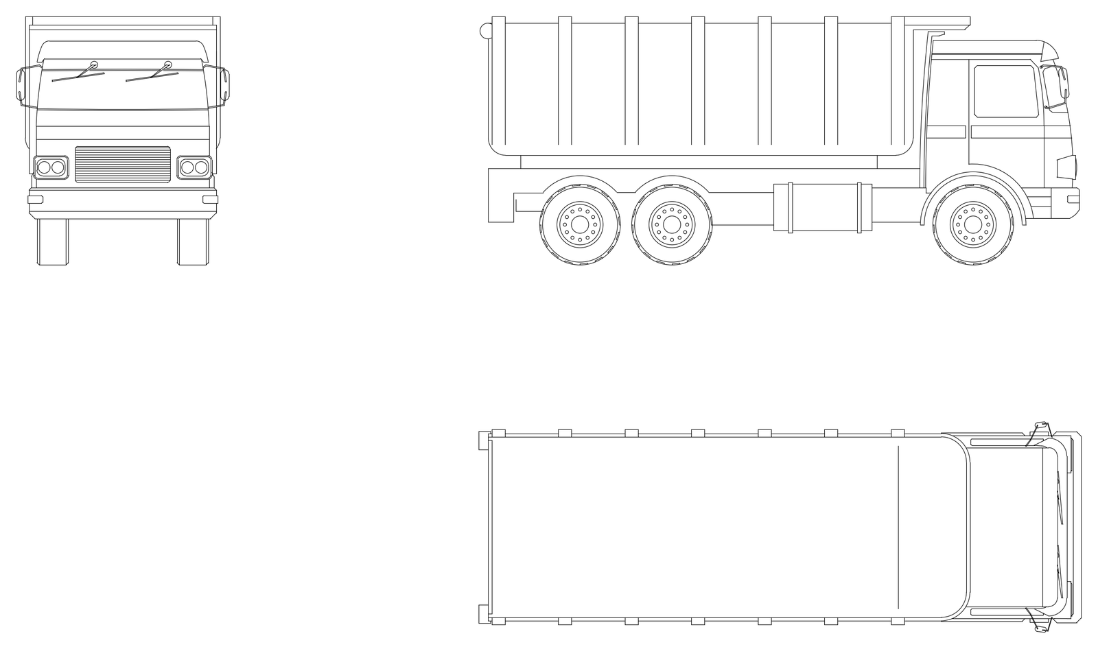 Tipper Truck - Elevations and Plan – free CAD block preview