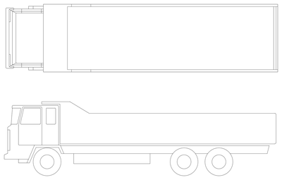 Tipper Truck - Plan and Side Elevation CAD block preview