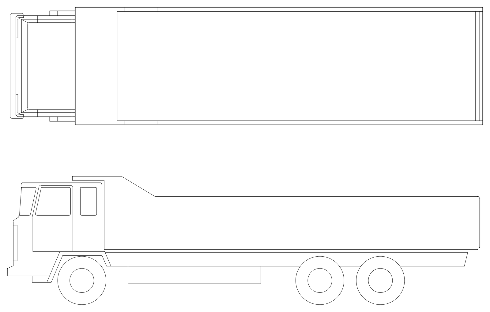 Tipper Truck - Plan and Side Elevation – free CAD block preview
