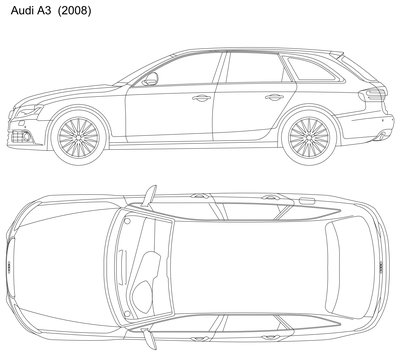 Audi A4 Avant Estate - Side and Plan Views CAD block preview