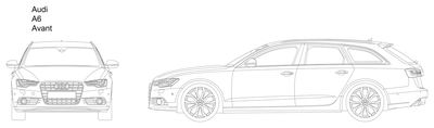 Audi A6 Avant - Front and Side Elevations CAD block preview