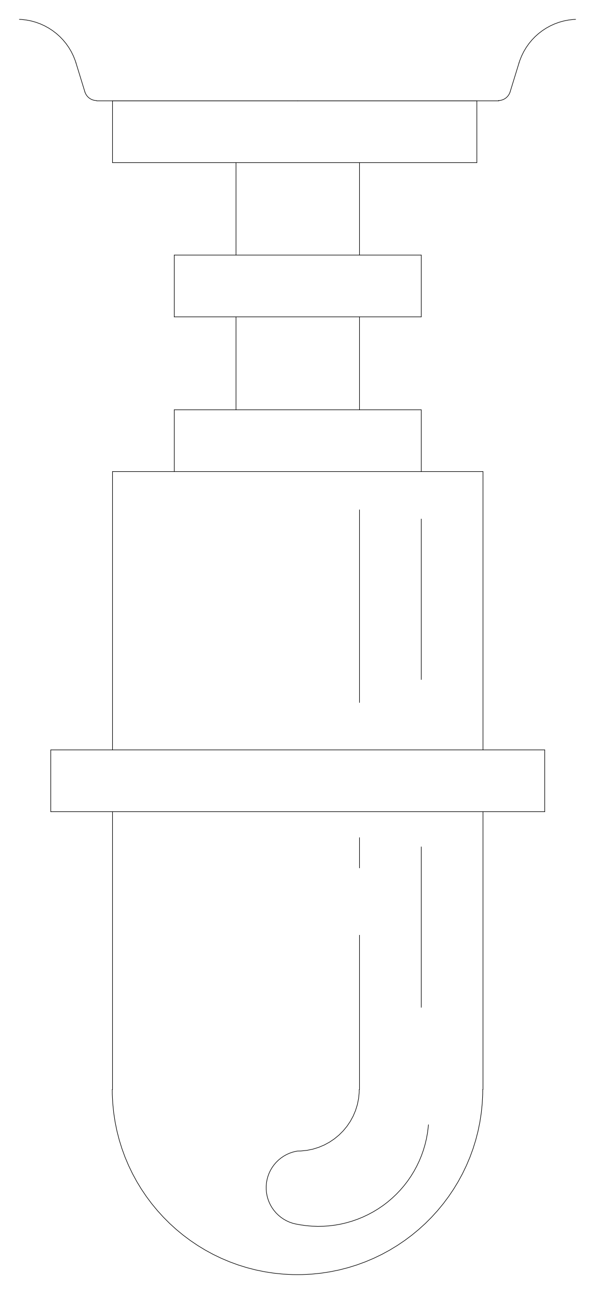 Basin Waste Trap Elevation – free CAD block preview