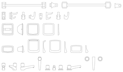 Bathroom Accessories and Taps Set CAD block preview