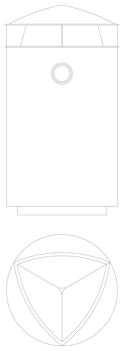 Cylindrical Litter Bin - Elevation and Plan CAD block preview