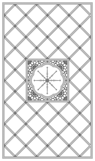 Diagonal Lattice Floor Pattern with Medallion CAD block preview