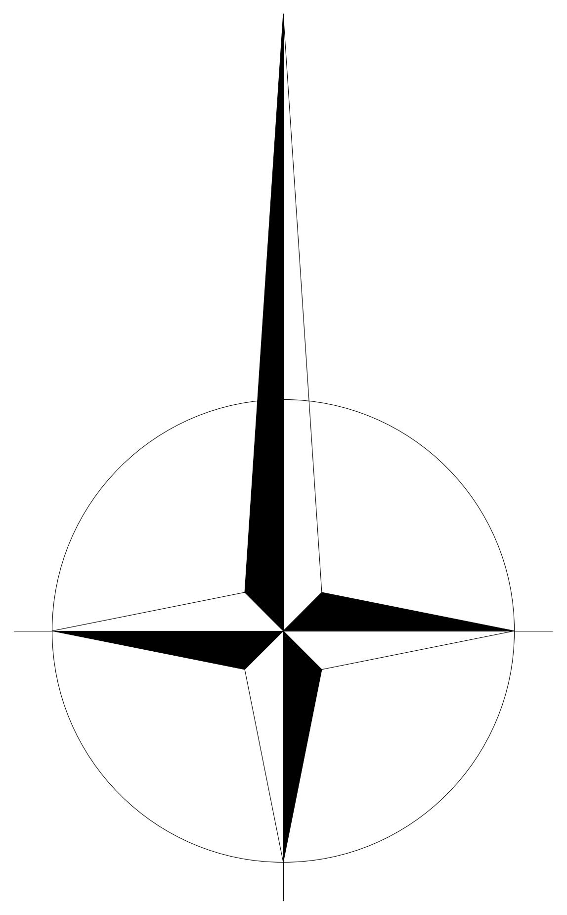 Four Point Star North Symbol in Circle – free CAD block preview