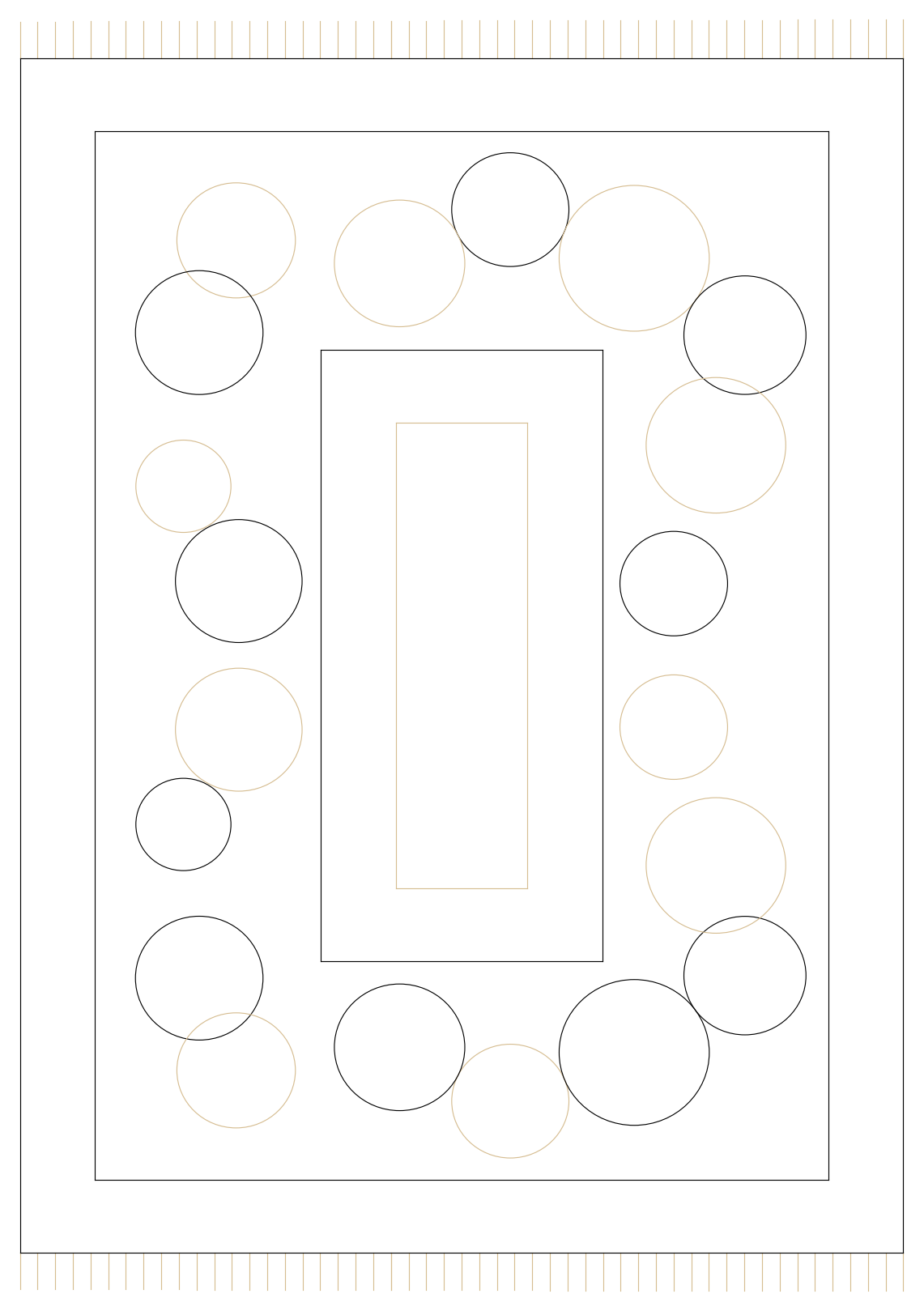 Fringed Rug with Circle Pattern - Plan View – free CAD block preview