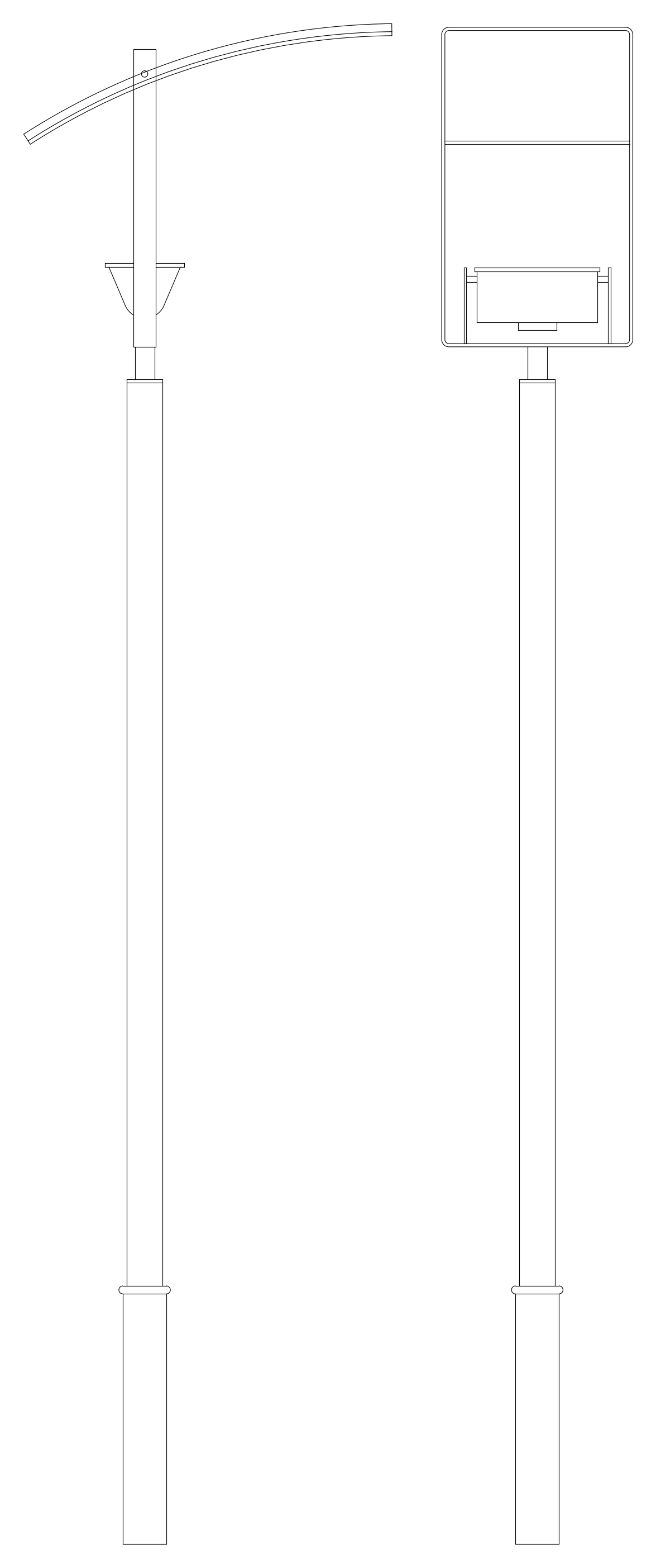 Modern Street Light Posts - Elevations – free CAD block preview