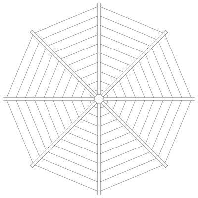 Octagonal Patio Umbrella - Plan View CAD block preview