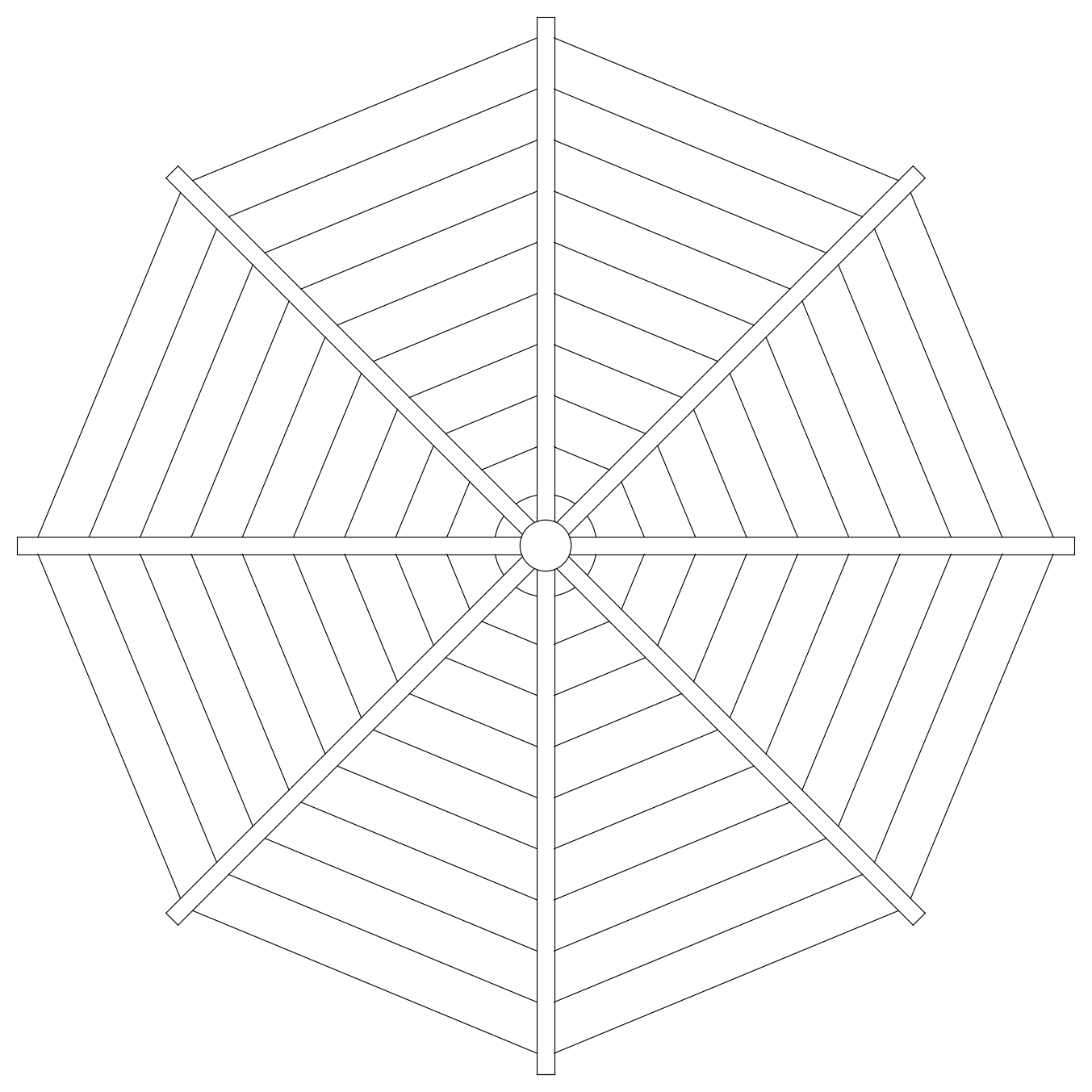 Octagonal Patio Umbrella - Plan View – free CAD block preview