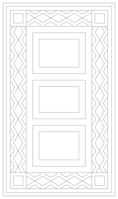 Rectangular Rug with Zigzag Border - Plan View CAD block preview
