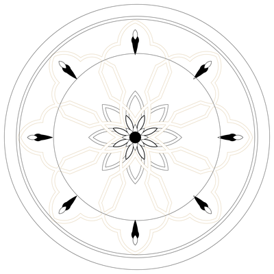 Round Rug with Floral Star - Plan View CAD block preview
