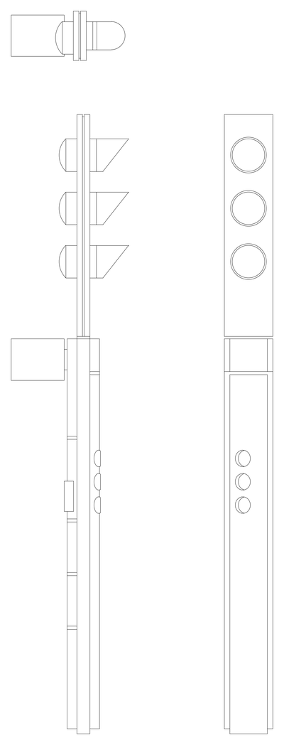 Traffic Light Pole - Side and Front Elevations CAD block preview