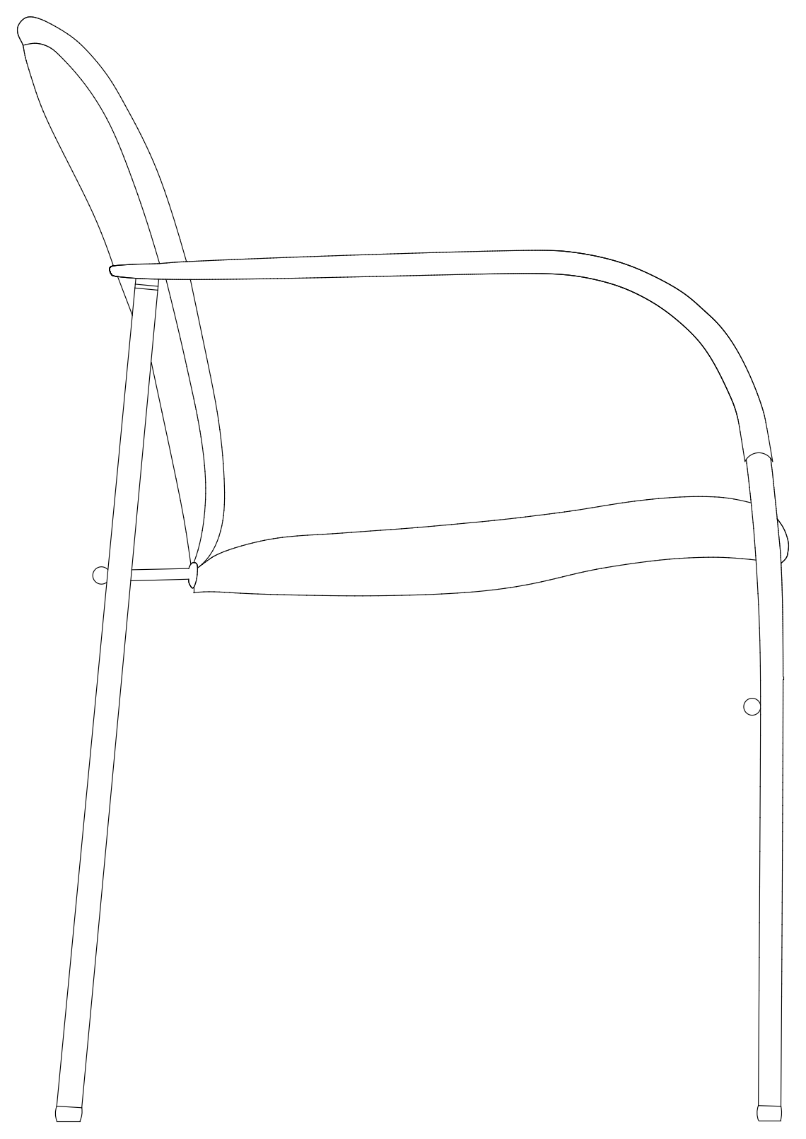 Tubular Frame Armchair - Side Elevation – free CAD block preview